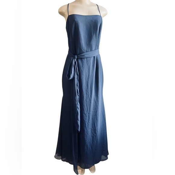 Vera Wang WHITE label midnight blue maxi gown formal bridesmaid dress size 12 - Picture 8 of 16